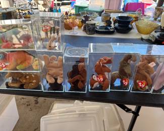 Beanie babies in cases 