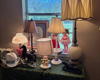 Lots of cool lamps.  Humpty Dumpty, horse, vintage lamps