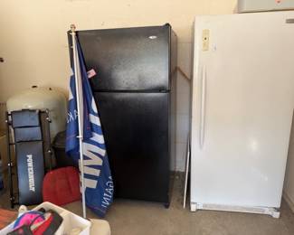 White freezer, Black fridge, Trump flag, Creeper