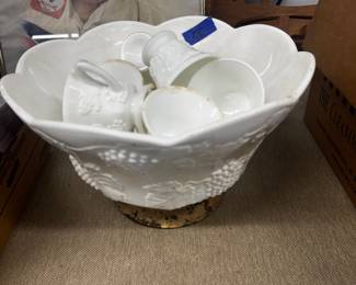 Milk Glass Punch Bowl 