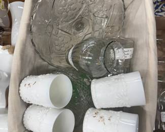 Assorted Glass and Milk Glass