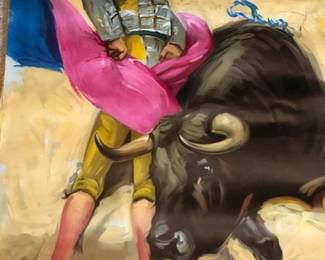 Vintage poster features a classic bullfighting scene poster.