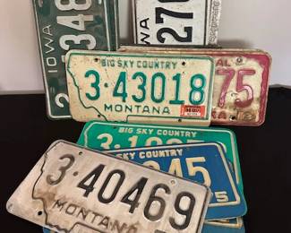 Variet of antqiue/vintage license plates