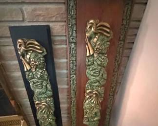 Vintage Zarebski Mayan relief sculpture wall art.