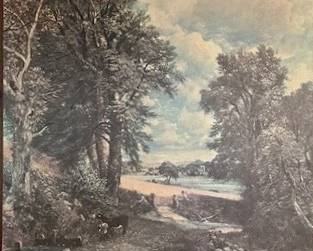 Reproduction of "The Cornfield" by English landscape painter John Constable.