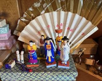 Beautiful Fans and Korean wooden dolls.