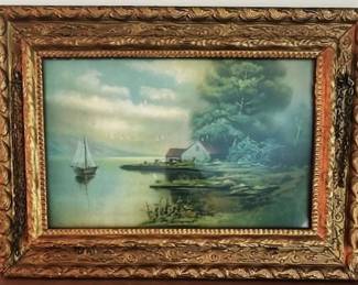 Framed vintage lanscape.