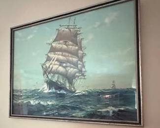 Vintage print of "O'er the Deep Blue Sea" by Frank Vining Smith.