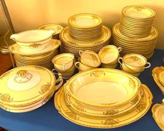 Beautiful Noritake "Bancroft" pattern cream and gold china set.