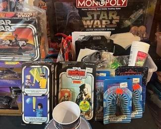 1977 and 1978 collection of Star Wars figures and merchandise.