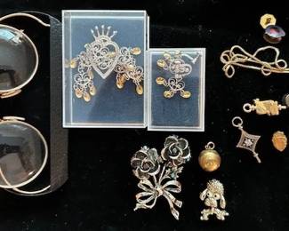 Antique gold filled glasses, and costume jewelry.