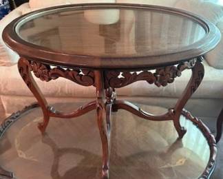 French-style Walnut Carved Side Table