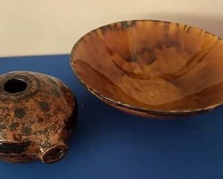 Unique Pottery Vesel and large bowl.