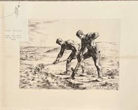 "The Diggers" lithograph by Jean-Francois Millet.