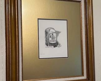 Vintage framed print featuring a black and white line drawing of "100 Freeze Dried Minnesota"