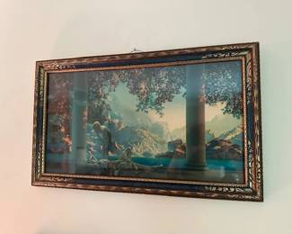 Maxfield Parrish "Daybreak" print in an antique Art Deco frame.