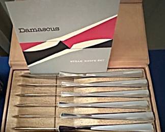 Vintage Damascus Knife Set.