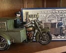 Vintage Hubley cast iron Harley Davidson Parcel Post Truck.