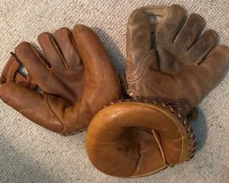 Vintage baseball gloves.