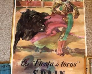 Vintage poster features a classic bullfighting scene poster.