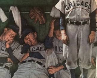 "The Dugout" by Norman Rockwell featuring the Chicago Cubs.