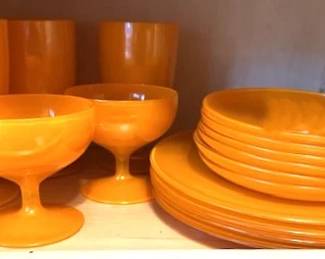 Vibrant glass dishes, MCM.