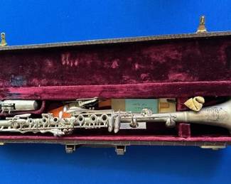 Silver-plated Regent clarinet produced by C.G. Conn.