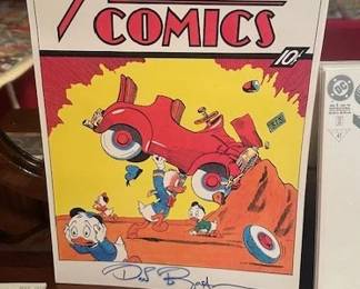 Donald Duck parody print of Action Comics #1 signed by Don Rosa.