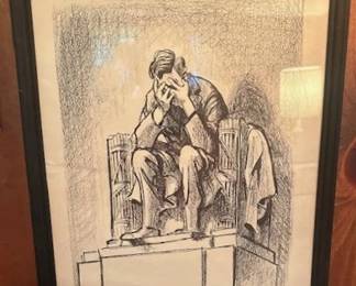 Vintage "Weeping Lincoln" print by Bill Mauldin.