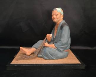 Hakata Urasaki Doll - Seated Fisherman Japan