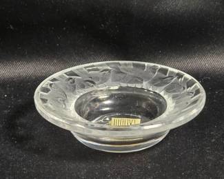 Lalique France Crystal Bowl - Bird Etched Rim