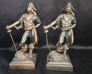 Signed A. Gurzel Musketeer Figurines - Pair