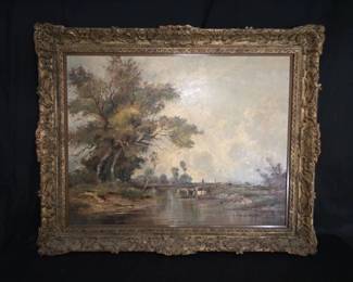 H. Wacker Oil Painting - French Pastoral River