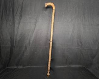 Wooden Walking Stick - Carved Animal Head