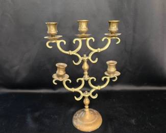 Brass Candelabra - Five Candle Holders