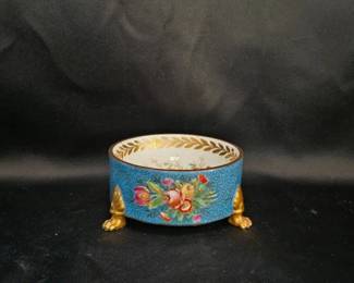 Sevres Porcelain Bowl - Floral Blue and Gold