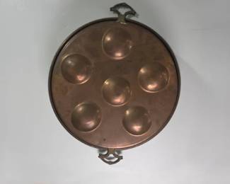 Copper Egg Poacher Pan - Six Cups Dual Handle