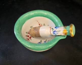Limoges Ceramic Mortar and Pestle - Floral