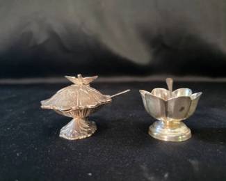 Sterling Silver Salt Cellar and Lidded Dish