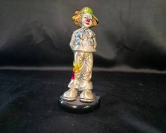 Painted Clown Figurine - Standing with Flowers