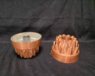Two Copper Bundt Pans - Circular Design