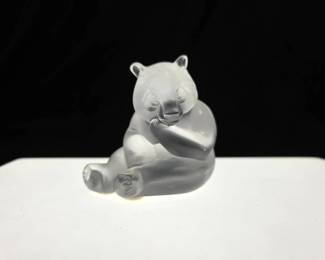 Lalique France Frosted Crystal Panda Figurine