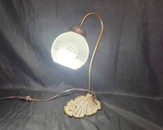 Table Lamp - Frosted Glass Globe Floral Base