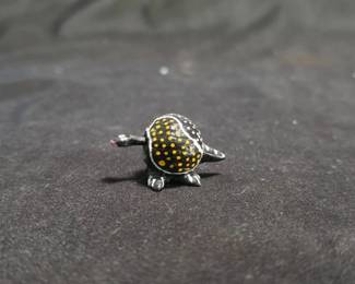 Turtle Figurine - Hand Painted Dot Pattern