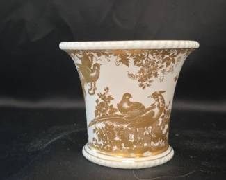 Royal Crown Derby Bone China Vase - Gold Bird
