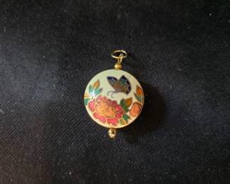 Round Pendant - Enamel Butterfly Design