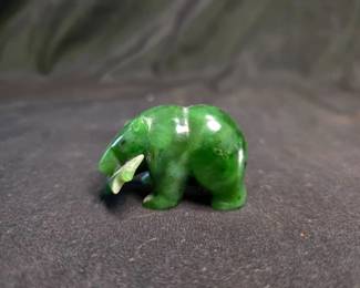 Hand-Carved Canadian Nephrite Jade Bear - 2in