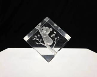 Clear Crystal Figurine - Koala Laser Etched 3D
