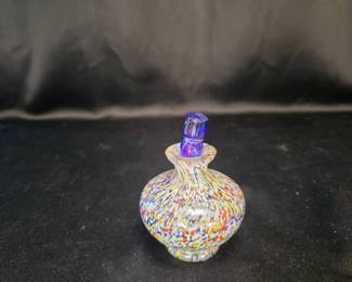 Glass Inkwell - Millefiori Pattern Blue Stopper