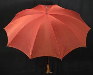 Red Parasol - Curved Handle with Tassel